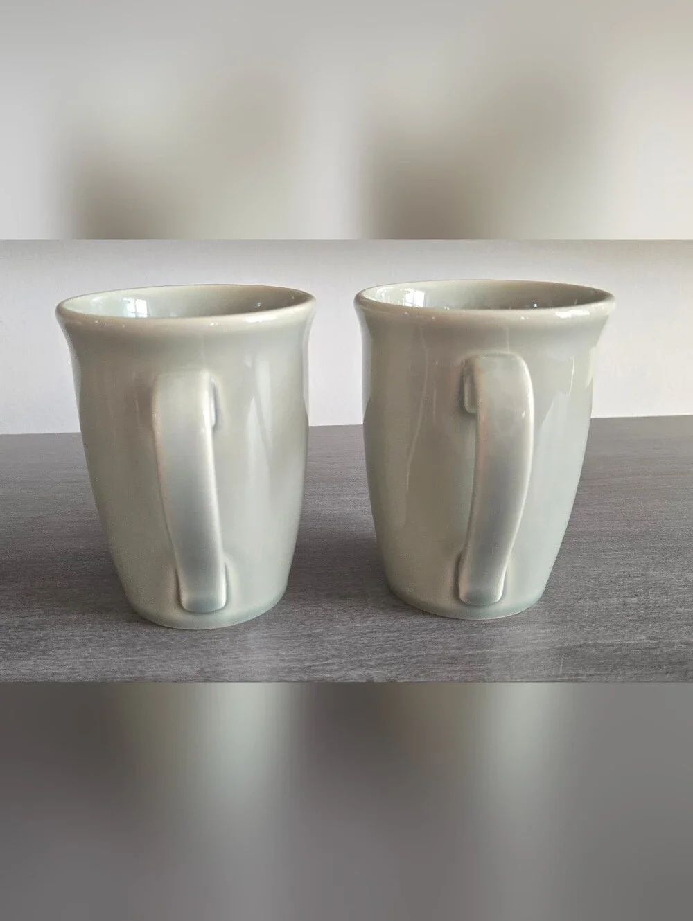 Crate & Barrel Set Of 2 Vintage Discontinued Sage Green Gallery Coffee Tea Mugs